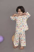 Breathables Wine Cotton Camel Print Night Suit For Kids | Grocsy