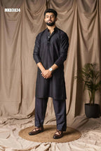 Black Rayon Thread Embroidery Work Kurta Set - Mahotsav | Grocsy