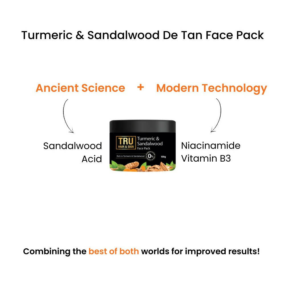 Tru Hair & Skin Turmeric & Sandalwood De-Tan Face Pack | Grocsy