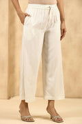 Juniper Women's Off-White Rayon Gold Printed Wide Leg Palazzo | Grocsy
