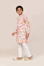 Joban Fashion Cotton Peach Kurta With Straight Fit Pant | Grocsy