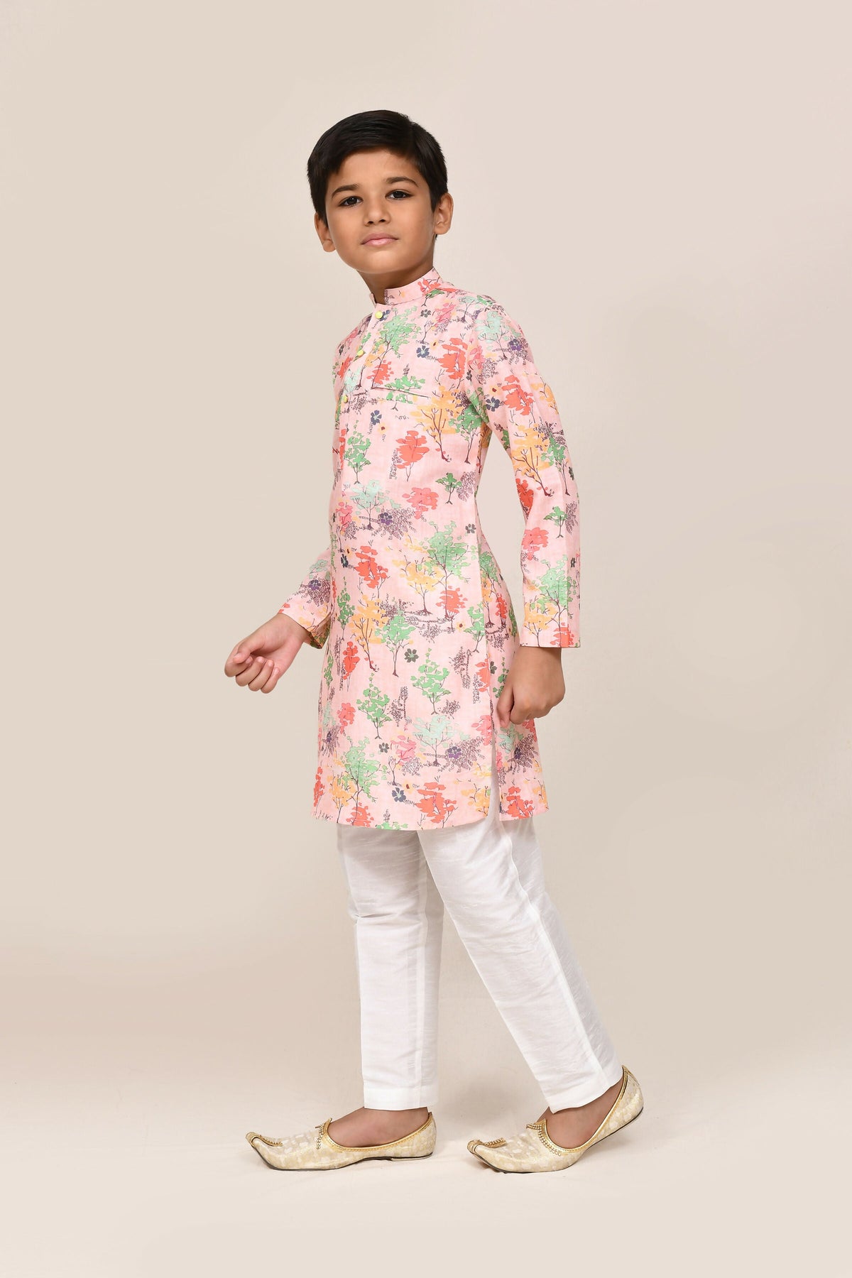 Joban Fashion Cotton Peach Kurta With Straight Fit Pant | Grocsy