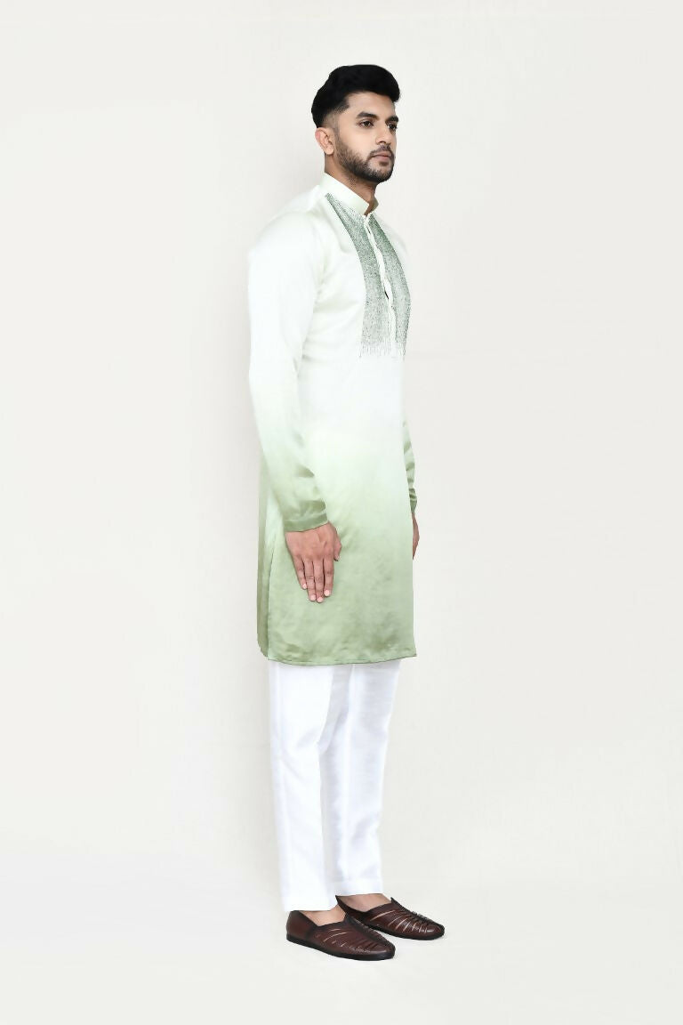 Joban Fashion Green Colored Satin Silk Fabric Kurta With Straight Fit Pant | Grocsy