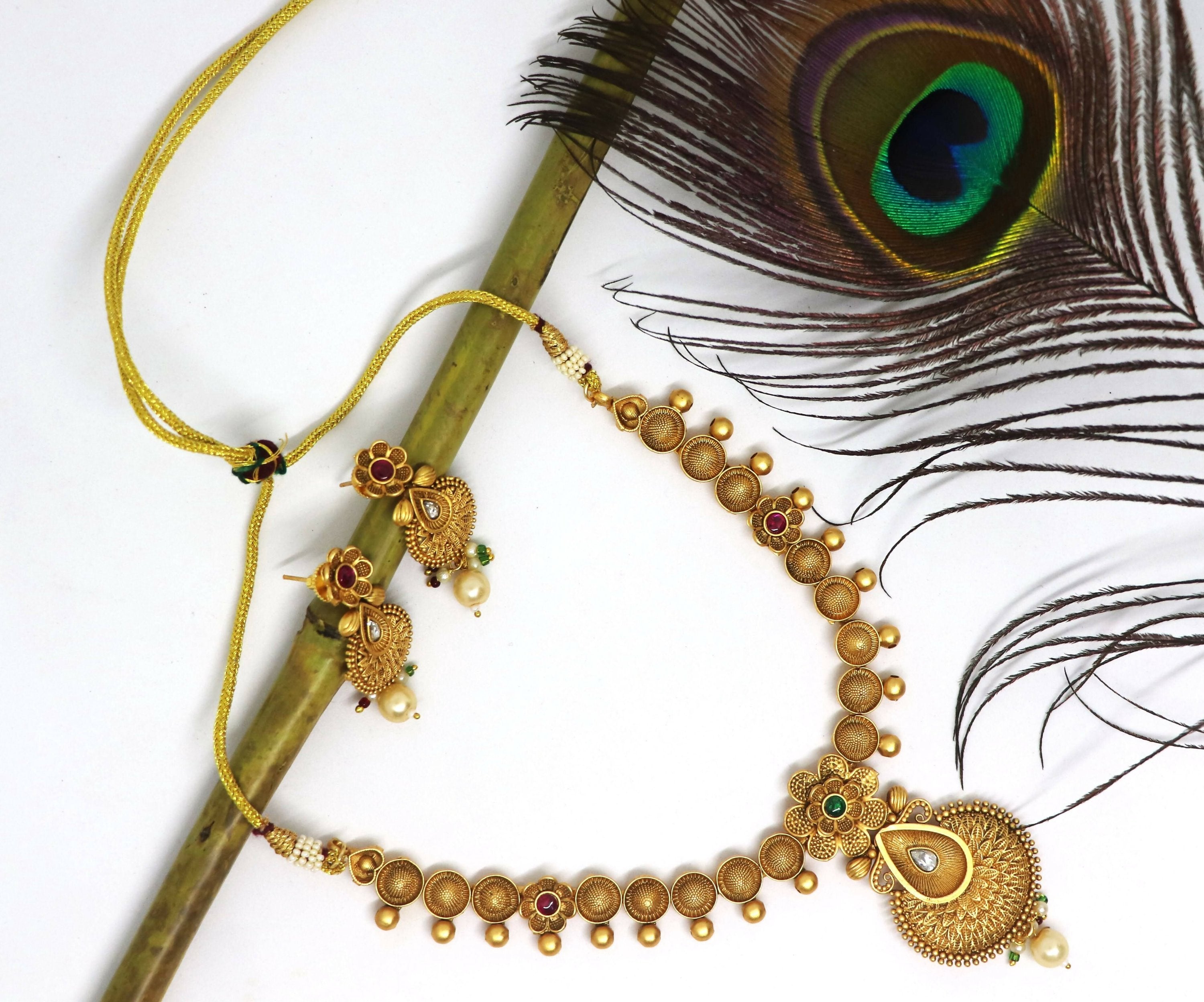 Joban Fashion Gold Pure Brass With Rajwadi Polish Necklace Set | Grocsy