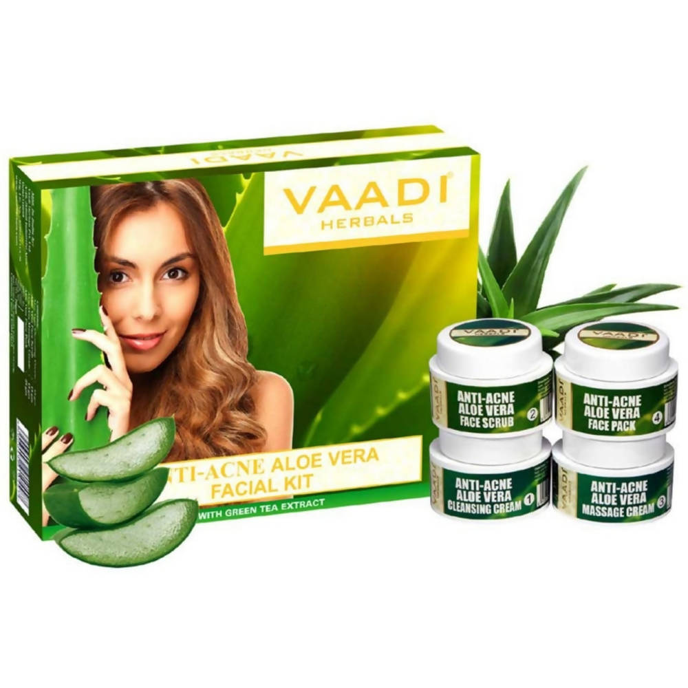 Vaadi Herbals Anti Acne Aloe Vera Facial Kit with Green Tea Extract | Grocsy