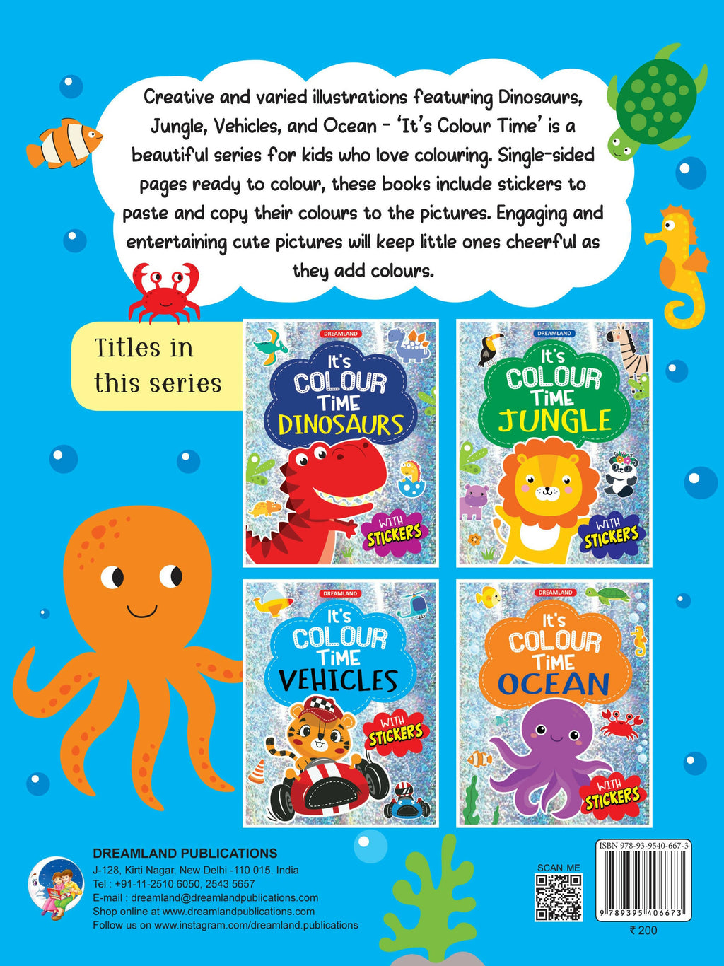 Dreamland Ocean- It's Colour time with Stickers : Children Drawing, Painting & Colouring Book | Grocsy