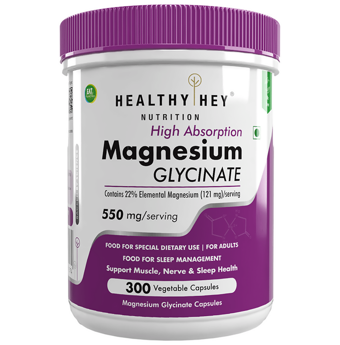 HealthyHey Nutrition Magnesium Glycinate 550mg Veg Capsules | Grocsy