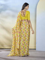 Yellow Georgette Designer Printed Ready to Wear Saree - Samyana | Grocsy