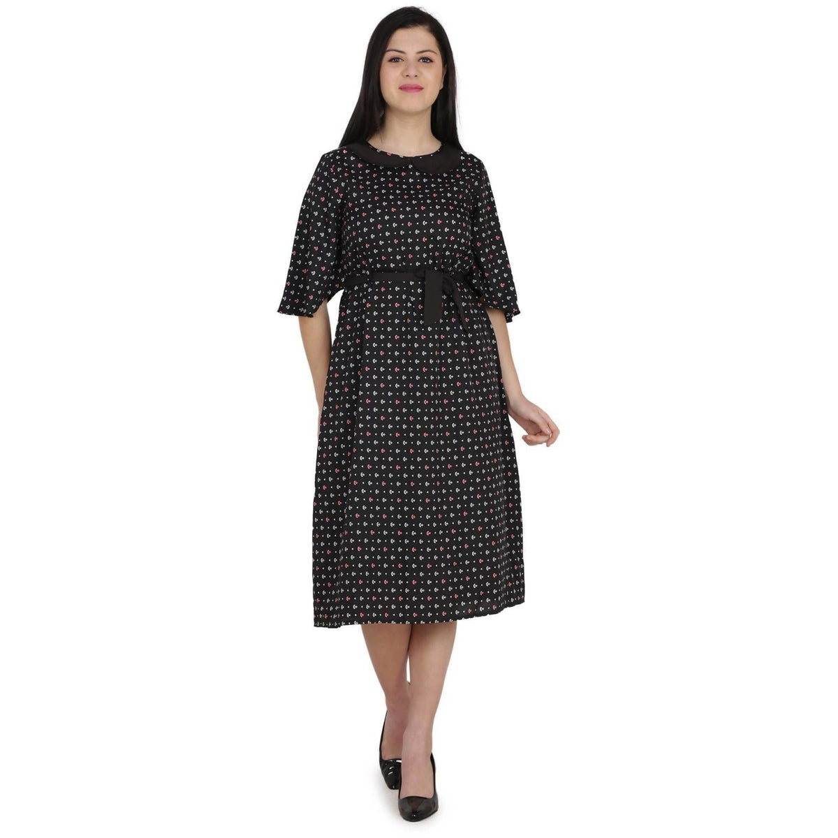 Kanoor Garments Women's Black Frock Style Collar Neck Kurti | Grocsy