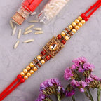 Special Kundan Rakhi and Kaju Rolls Box Combo | Grocsy