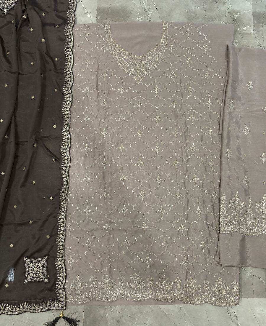 KC Designer Beige 3 Piece Salwar Suit For Women Indian Wear | Grocsy