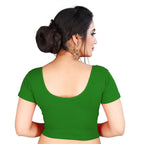 Vamika Green Lycra Plain Blouse | Grocsy