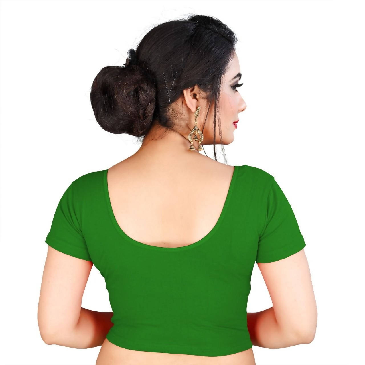 Vamika Green Lycra Plain Blouse | Grocsy