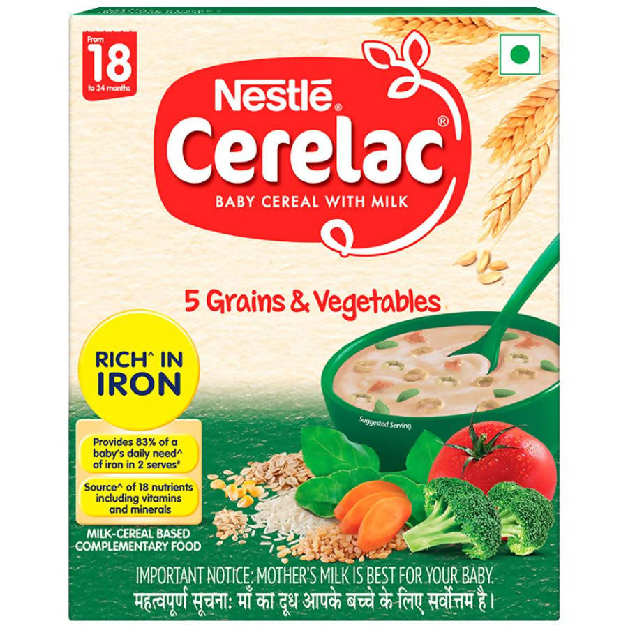 Nestle Cerelac Baby Cereal with Milk, 5 Grains & Vegetables ? from 18 to 24 Month | Grocsy