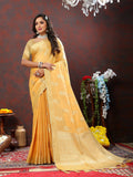 Lorenvalley Fashion Gold Cotton Woven Design with Zari Weaving Design Saree | Grocsy
