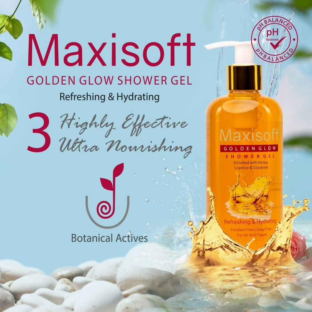 Maxisoft Golden Glow Shower Gel Refreshing & Hydrating pH Balanced | Grocsy
