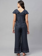 Myshka Women Blue Printed Top Palazzo Set | Grocsy