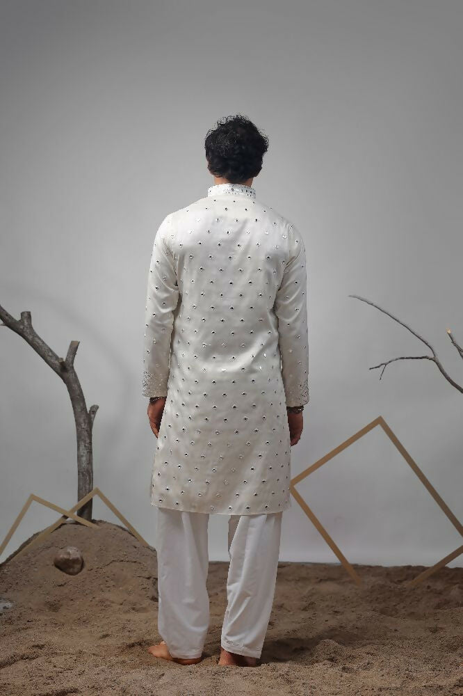 Off White Viscose Heavy Embroidery Work Kurta Set - Mahotsav | Grocsy