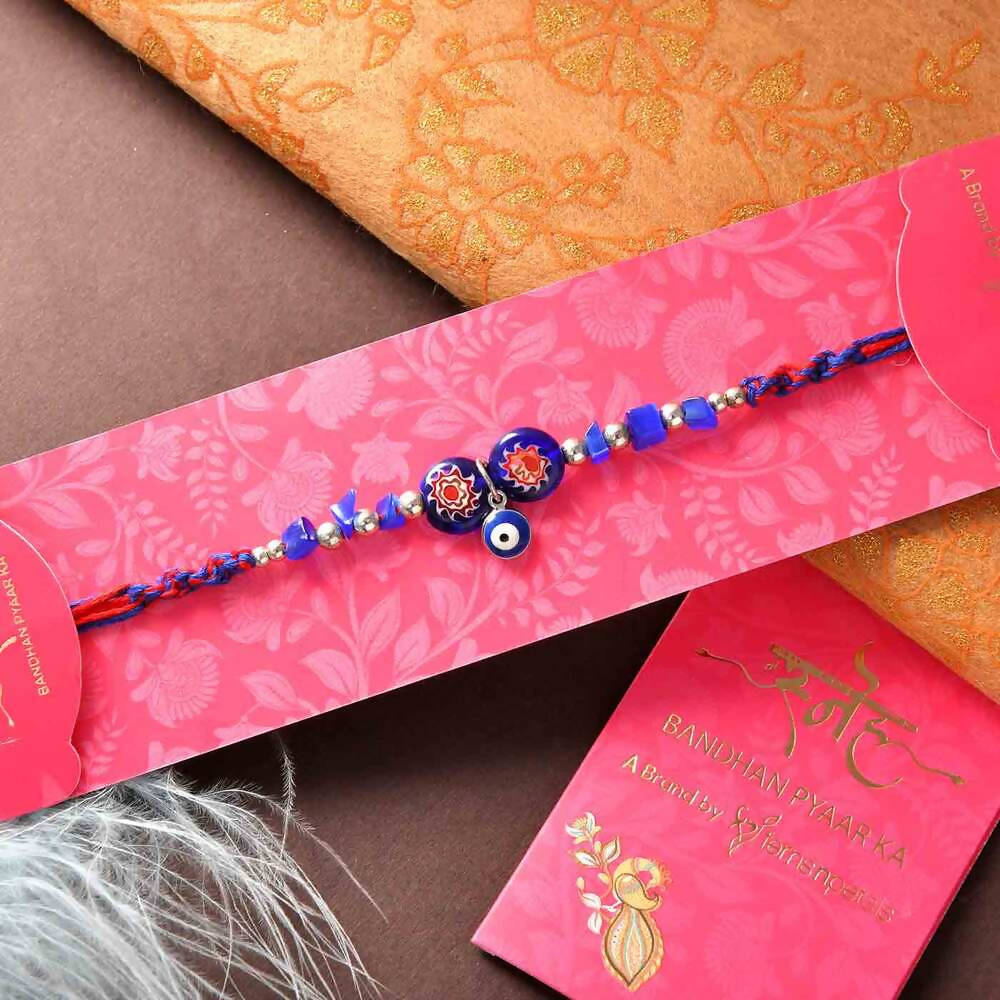 Evil Eye Rakhi With Laddu & Cashew Nuts Combo | Grocsy