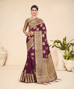 Wine Viscose Weaving Designer Saree - Vandini | Grocsy