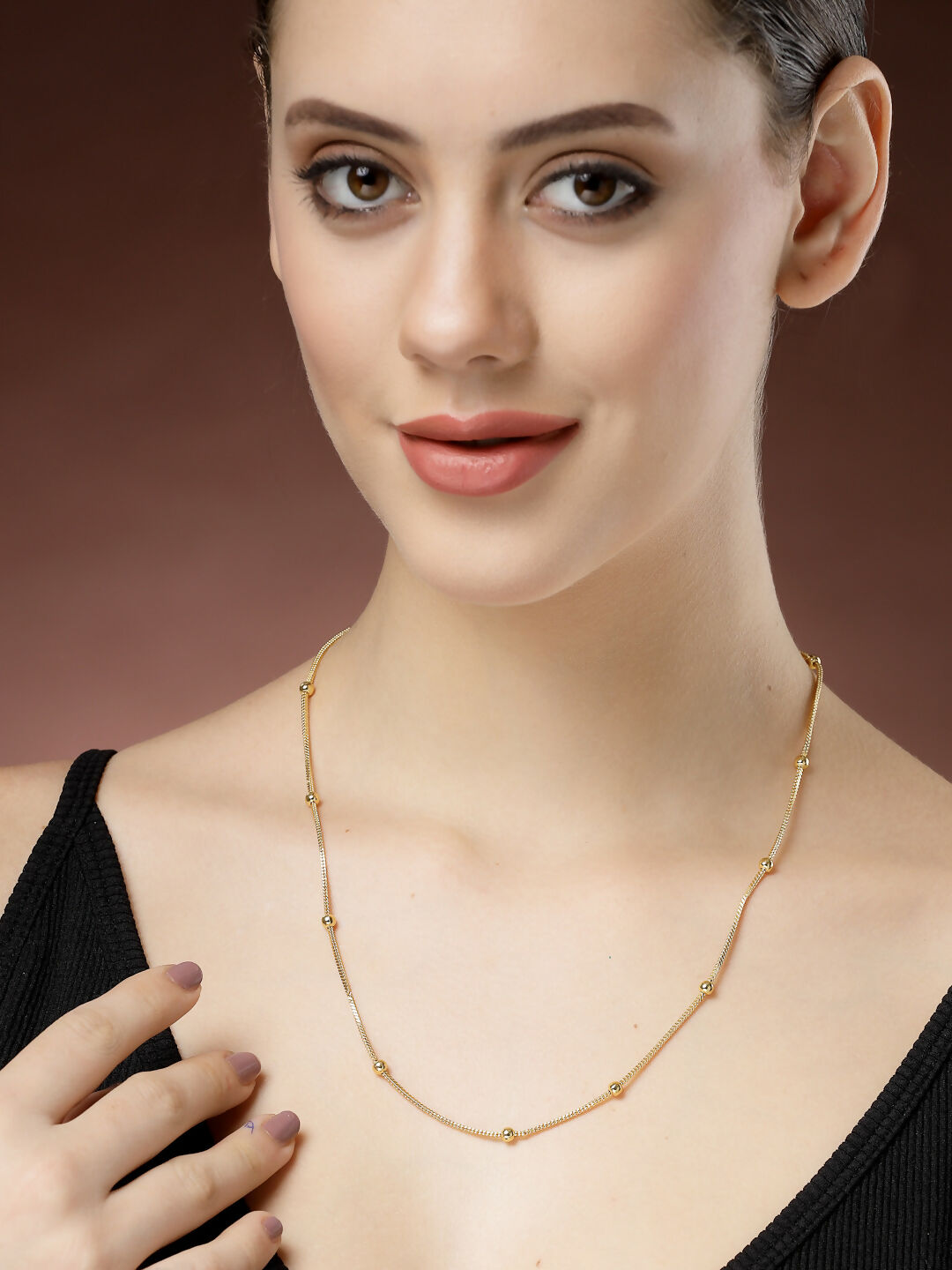 NVR Women's Gold-Polished Minimal Chain | Grocsy