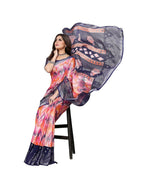 Vamika Navy Blue Chiffon Brasso Bollywood Style Woven Saree (KARUNA NAVY) | Grocsy