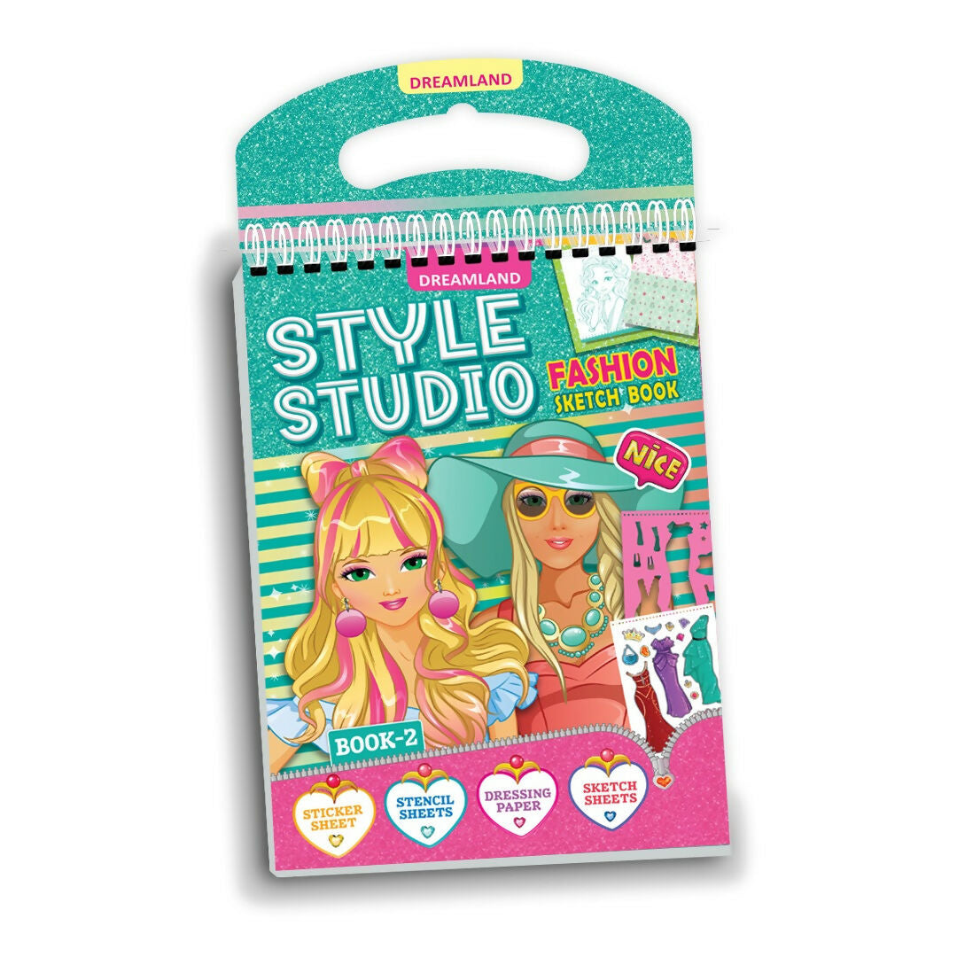 Dreamland Publications Style Studio Fashion Sketch Activity Book 2 for Girls Age 4-8 years | Grocsy