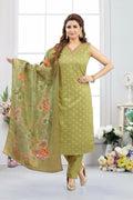 Joban Fashion Jacquard Mehendi Green Color Kurta Set | Grocsy