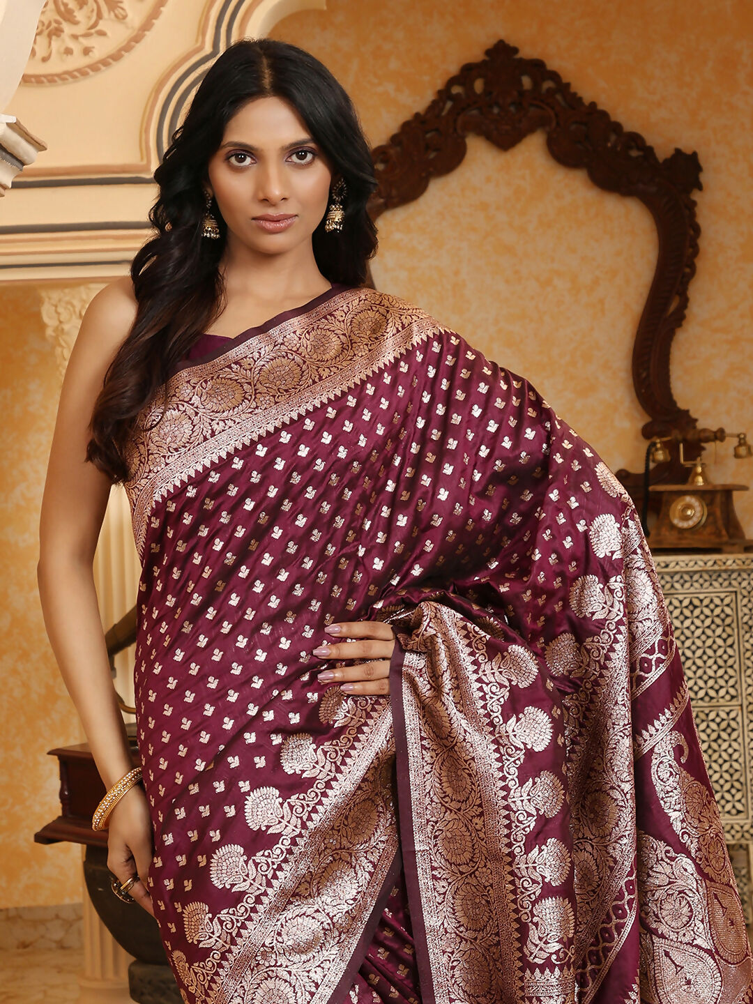 Shree Shyam Fashion Banarasi Silk Purple Saree | Grocsy