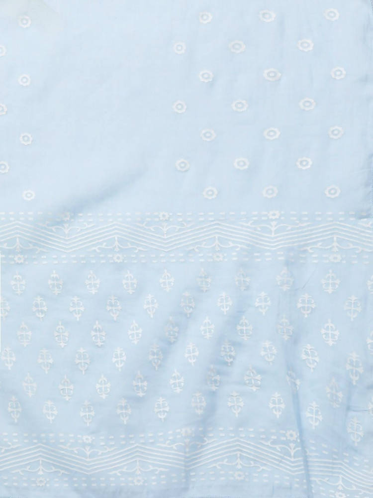 Yufta Women Blue & White Printed Kurta with Palazzo & Dupatta | Grocsy