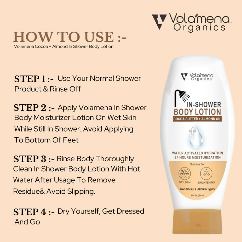 Volamena Cocoa + Almond In-Shower Body Lotion With Shea Butter | Grocsy