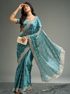 kasee Floral Embroidered Silk Blend Saree | Grocsy