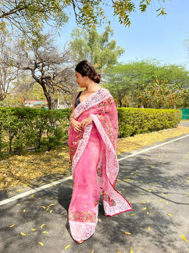 Vamsee Riddhi-Siddhi -1 Pink Organza Saree | Grocsy