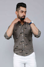 Miravan Men's Grey Floral Print Casual Shirt | Grocsy