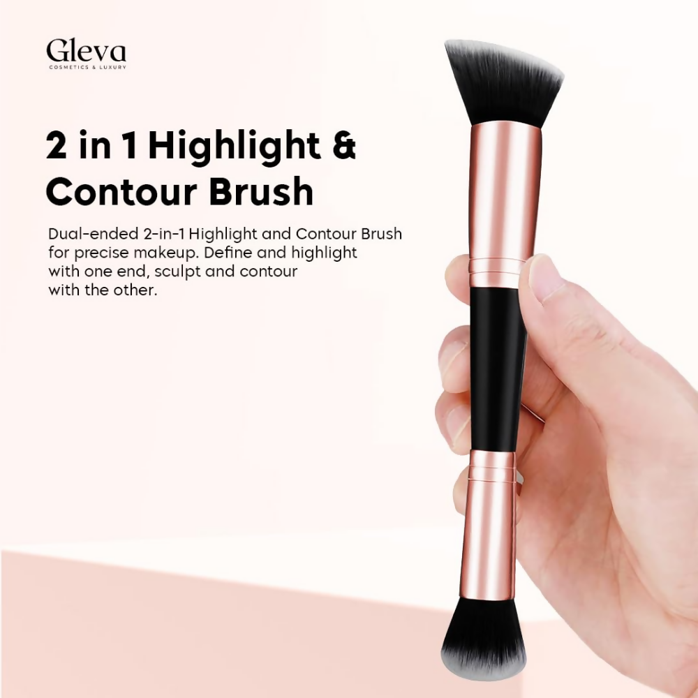 Gleva Multipurpose Kabuki Makeup Brush Dual-Ended Foundation Brush - Dark Brown | Grocsy
