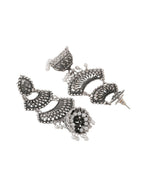 NVR Women Silver Toned Contemporary Jhumka Earrings | Grocsy