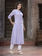 Juniper Women`s Lilac Cotton Flex Solid A-Line Kurta | Grocsy