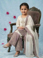 Teeya Creation New Kids Collection Trendy Stylish Kids Wear Heavy Embroidery Sequence Work Kurta Set -Purple | Grocsy