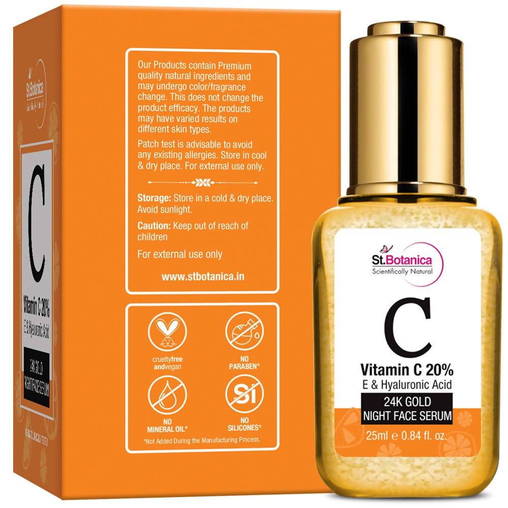 St.Botanica Vitamin C 20%, E & Hyaluronic Acid 24k Gold Night Face Serum | Grocsy