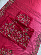 Teeya Creation New Exclusive Wedding Wear Georgette Saree-Pink | Grocsy