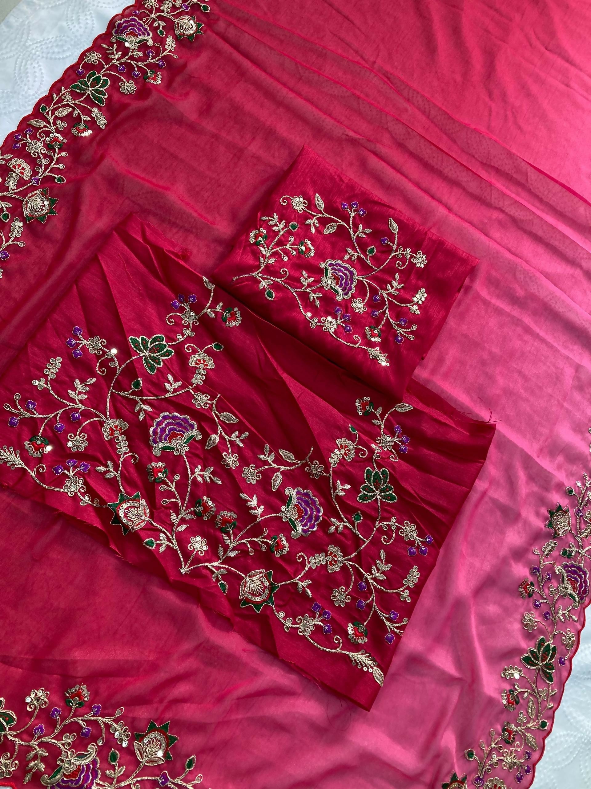 Teeya Creation New Exclusive Wedding Wear Georgette Saree-Pink | Grocsy