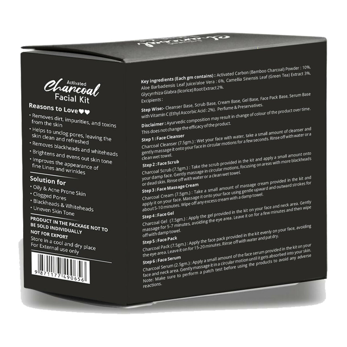 Globus Naturals Anti-Pollution Charcoal Men 6 Step Facial Kit | Grocsy