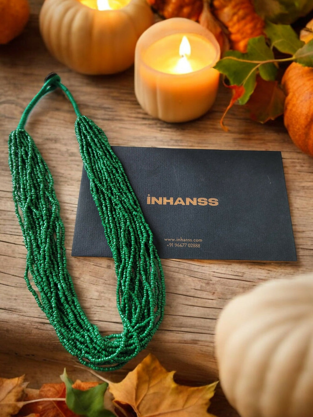 Inhanns Handmade Beaded Multilayer Necklace, 20 Layers - Green | Grocsy