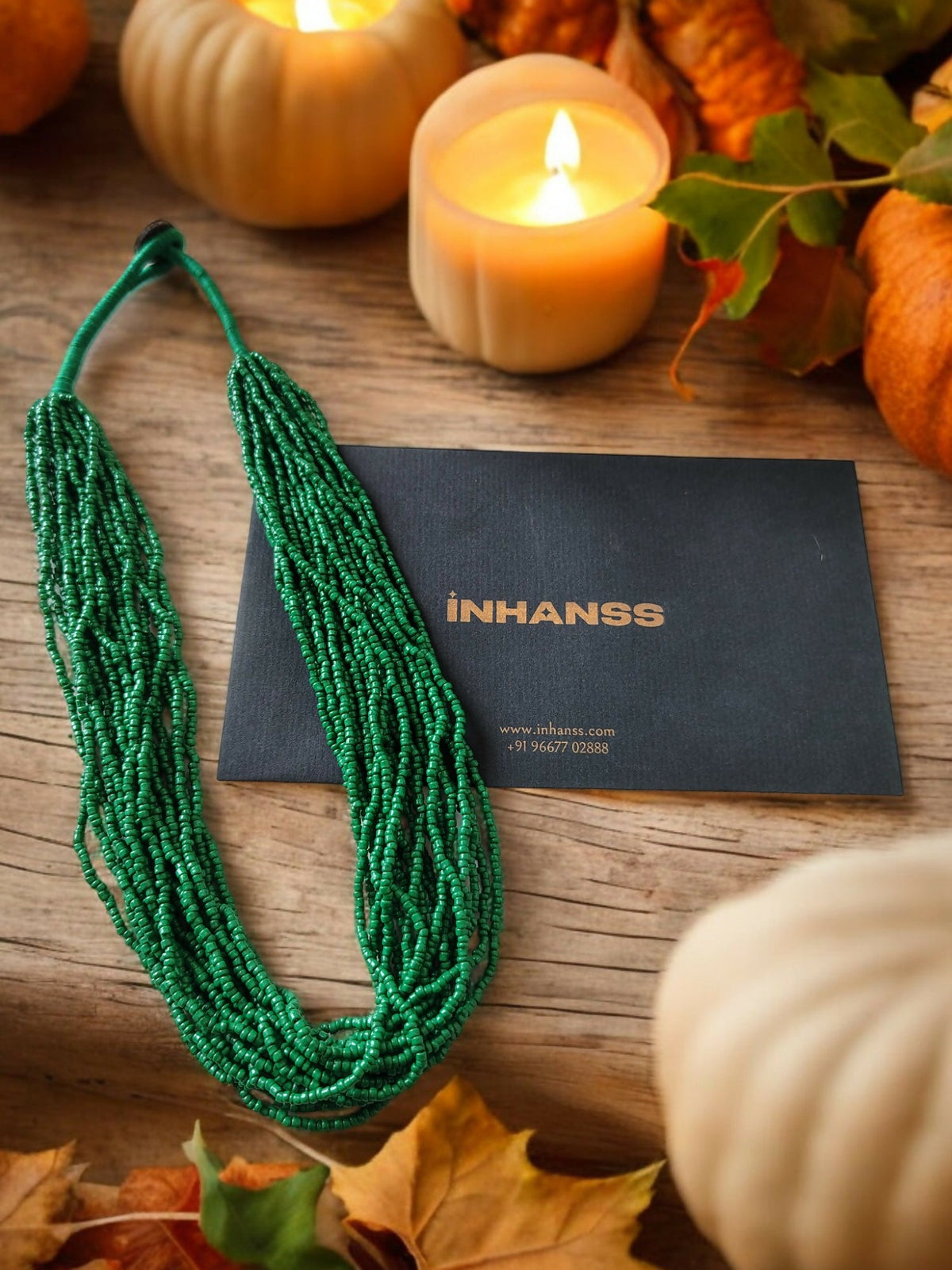 Inhanns Handmade Beaded Multilayer Necklace, 20 Layers - Green | Grocsy
