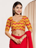 Joban Fashion Yellow Chiffon Padded Blouse With Square Neck Elbow Sleeves | Grocsy