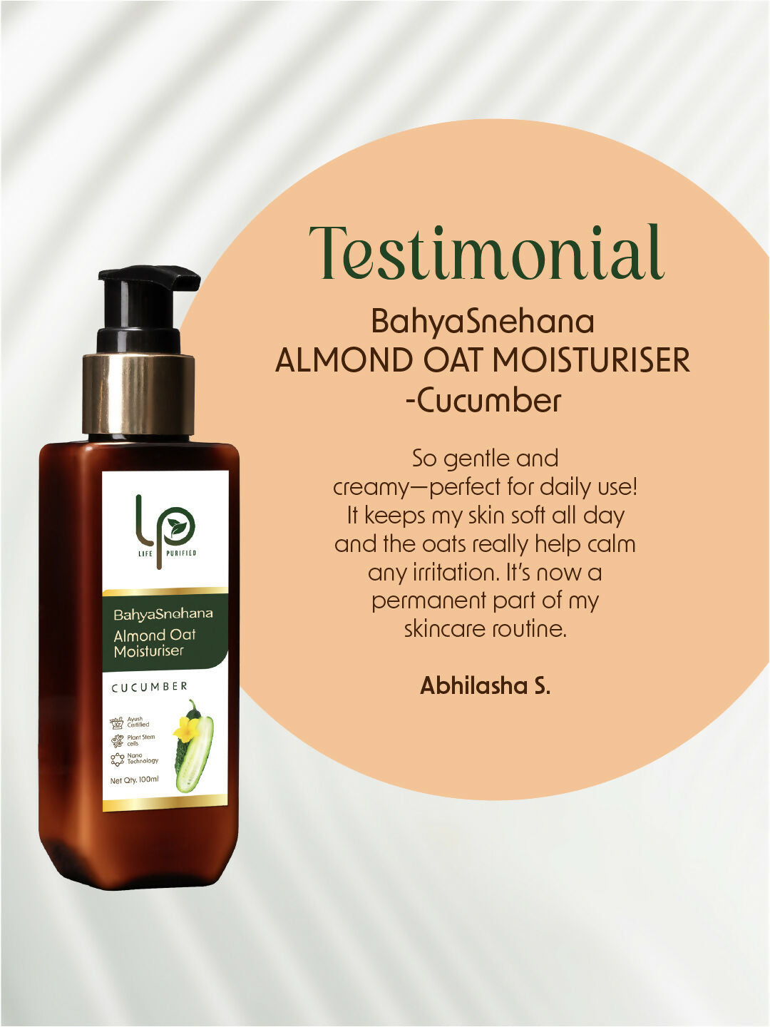 Life Purified Bahyasnehana Almond Oat Moisturiser - Body Lotion - Cucumber | Grocsy