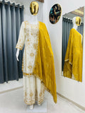 Teeya Creation White Color Chinon Silk Party Wear Trending Palazzo Set | Grocsy
