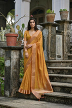 Mustard Kalyani Silk Woven Design Saree - Priyalaxmi | Grocsy