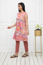Myshka Women Multi-Floral Rayon A-Line V-Neck Kurtis | Grocsy