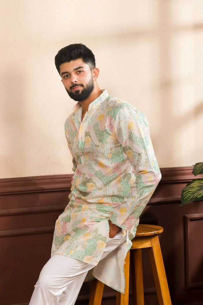 Multy Art Silk Digital Printed, Embroidery Work Kurta Set - Mahotsav | Grocsy